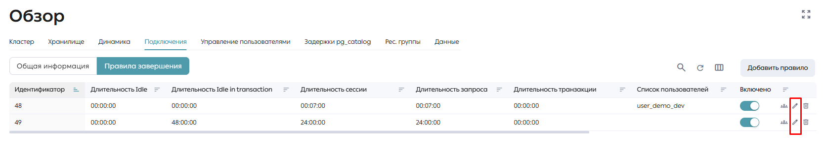 Кнопка «Редактировать»