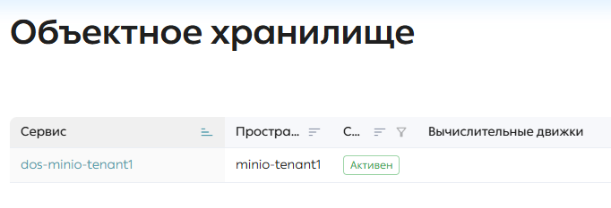 Список экземпляров сервиса DOS